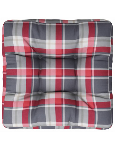 Cuscino per Pallet a Quadri Rossi 50x50x12 cm in Tessuto