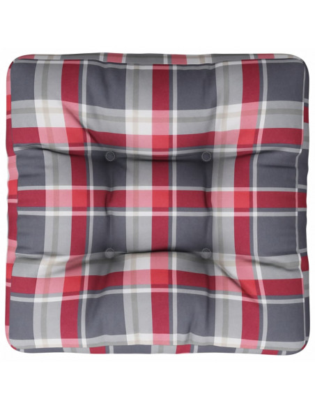 Cuscino per Pallet a Quadri Rossi 50x50x12 cm in Tessuto