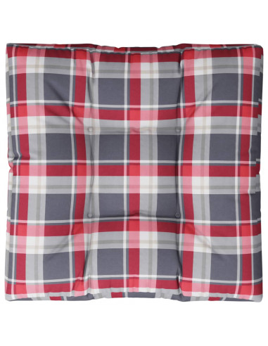 Cuscino per Pallet a Quadri Rossi 80x80x12 cm in Tessuto