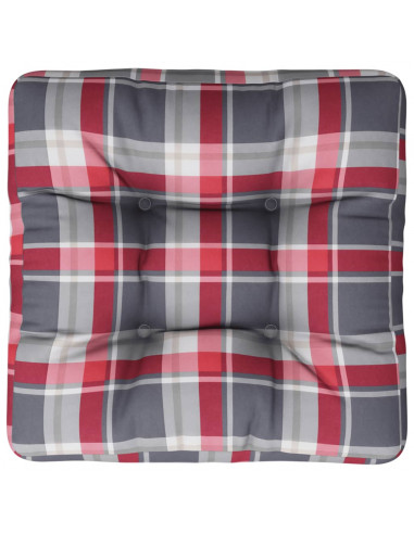 Cuscino per Pallet a Quadri Rosso 58x58x10 cm in Tessuto