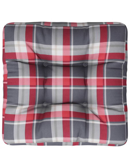 Cuscino per Pallet a Quadri Rosso 58x58x10 cm in Tessuto