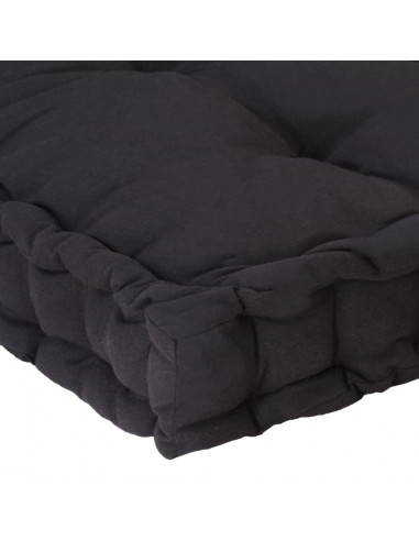 Cuscino per Pallet e Pavimento in Cotone 120x40x7 cm Nero
