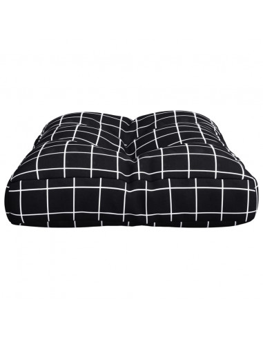 Cuscino per Pallet Motivo a Quadri Nero 60x40x12 cm in Tessuto