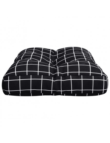 Cuscino per Pallet Motivo a Quadri Nero 60x40x12 cm in Tessuto