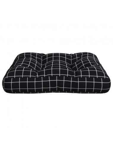 Cuscino per Pallet Motivo a Quadri Nero 60x60x12 cm in Tessuto