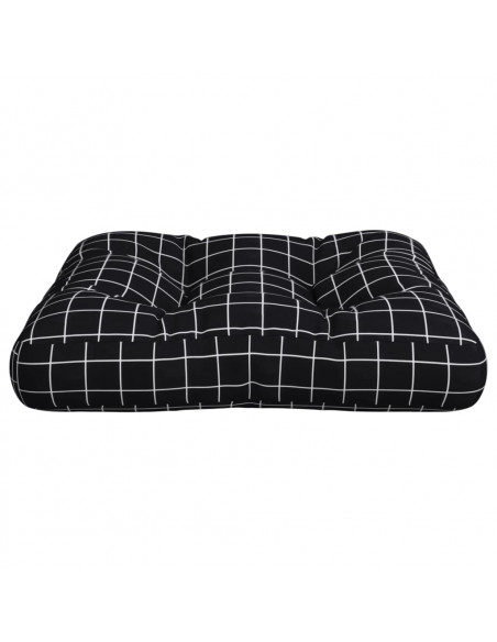 Cuscino per Pallet Motivo a Quadri Nero 60x60x12 cm in Tessuto
