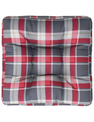 Cuscino per Pallet Motivo a Quadri Rossi 60x60x12 cm in Tessuto