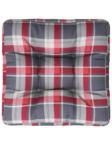 Cuscino per Pallet Motivo a Quadri Rossi 60x60x12 cm in Tessuto