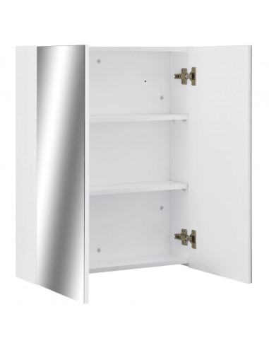 Armadietto a Specchio Bianco 60x15x75 cm in MDF