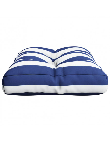 Cuscino per Pallet Strisce Bianche e Blu 60x40x12 cm in Tessuto