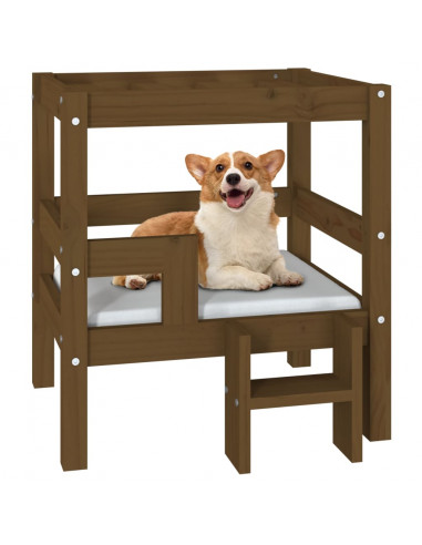 Cuccia per Cani Miele 55,5x53,5x60 cm in Legno Massello di Pino