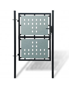 Cancello per Recinzione Singolo Nero 100 x 200 cm 2