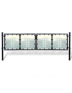 Cancello per Recinzione Singolo Nero 300 x 125 cm 2