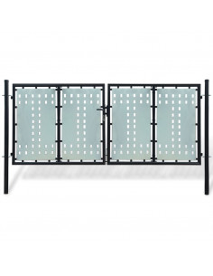 Cancello per Recinzione Singolo Nero 300 x 175 cm 2