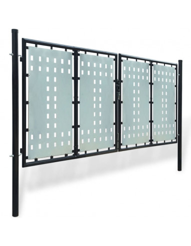 Cancello per Recinzione Singolo Nero 300 x 175 cm