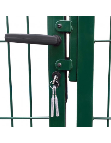 Cancello di Recinzione con Paletti 350x120 cm in Acciaio Verde