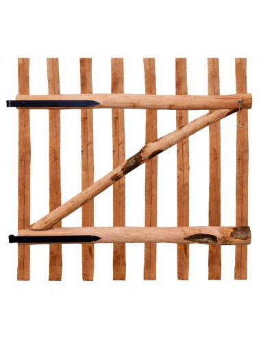 Cancello Singolo Recinzione Legno Nocciolo Impregnato 100x100cm