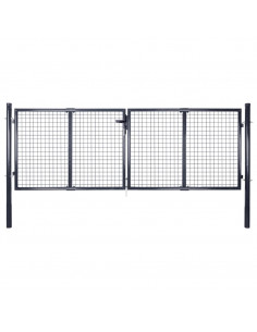 Cancello per Giardino Rete in Acciaio Zincato 289x100 cm Grigio 2