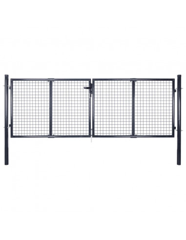 Cancello per Giardino Rete in Acciaio Zincato 289x100 cm Grigio