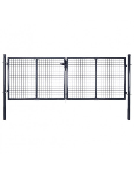 Cancello per Giardino Rete in Acciaio Zincato 289x100 cm Grigio