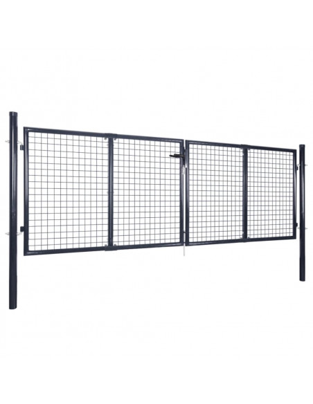 Cancello per Giardino Rete in Acciaio Zincato 289x100 cm Grigio