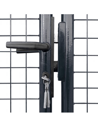 Cancello per Giardino Rete in Acciaio Zincato 289x100 cm Grigio