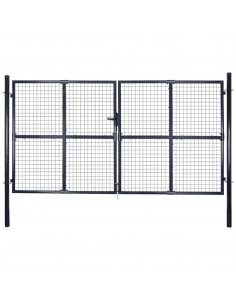 Cancello per Giardino Rete in Acciaio Zincato 289x200 cm Grigio 2