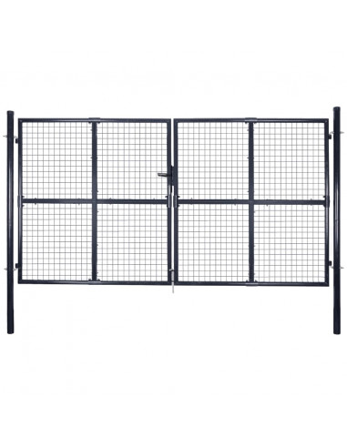 Cancello per Giardino Rete in Acciaio Zincato 289x200 cm Grigio
