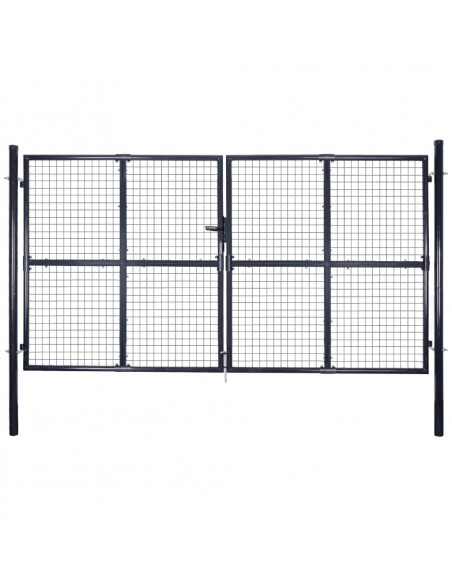 Cancello per Giardino Rete in Acciaio Zincato 289x200 cm Grigio