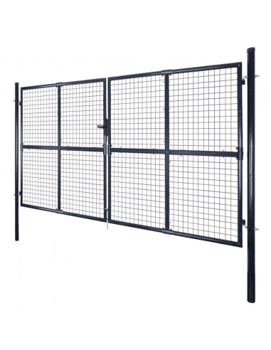 Cancello per Giardino Rete in Acciaio Zincato 289x200 cm Grigio