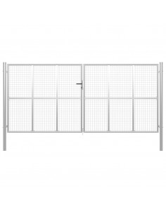 Cancello per Giardino in Acciaio Zincato 415x225 cm Argento 2