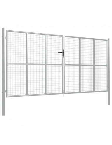 Cancello per Giardino in Acciaio Zincato 415x225 cm Argento