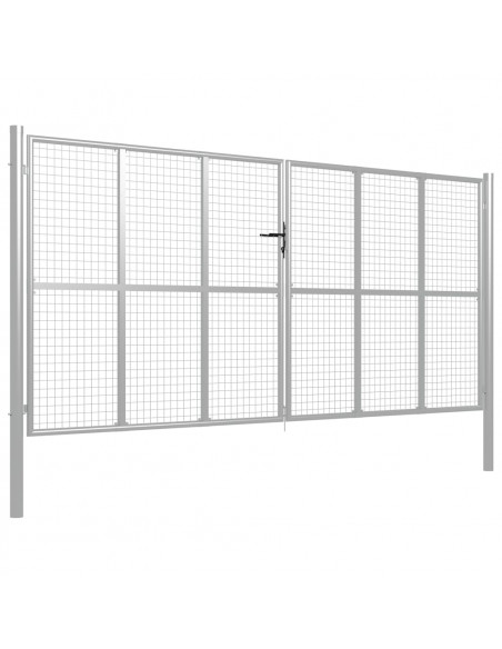 Cancello per Giardino in Acciaio Zincato 415x225 cm Argento