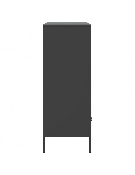 Credenza Nera 68x39x101,5 cm in Acciaio Laminato a Freddo