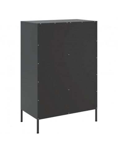 Credenza Nera 68x39x101,5 cm in Acciaio Laminato a Freddo