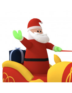 Decorazione Natalizia Babbo Natale e Renne Gonfiabili LED 130cm