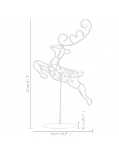 Decorazione Slitta Renne in Acrilico 260x21x87cm Bianco Caldo