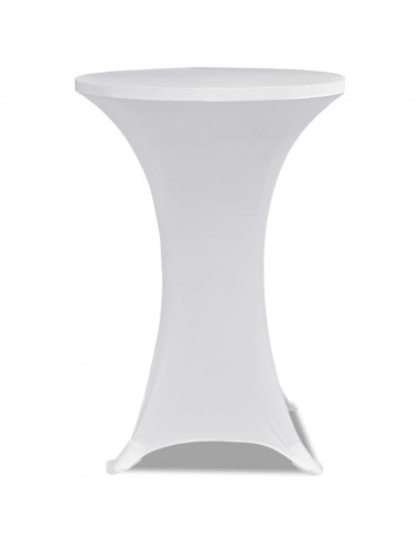 Copritavolo ?60 cm Bianco Tessuto elasticizzato 2 pezzi