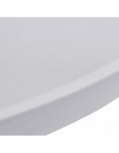 Copritavolo ?60 cm Bianco Tessuto elasticizzato 2 pezzi
