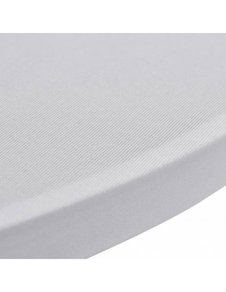 Copritavolo ?60 cm Bianco Tessuto elasticizzato 2 pezzi