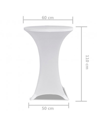 Copritavolo ?60 cm Bianco Tessuto elasticizzato 2 pezzi