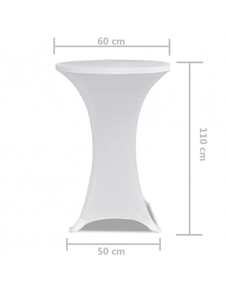 Copritavolo ?60 cm Bianco Tessuto elasticizzato 2 pezzi