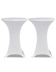 Copritavolo ?70 cm Bianco Tessuto elasticizzato 2 pezzi 2