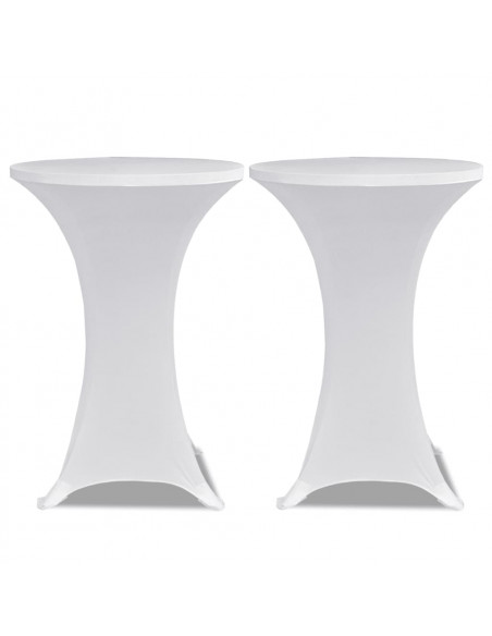 Copritavolo ?70 cm Bianco Tessuto elasticizzato 2 pezzi