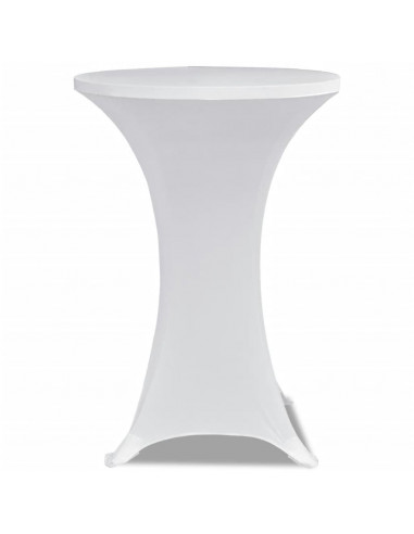 Copritavolo ?70 cm Bianco Tessuto elasticizzato 2 pezzi