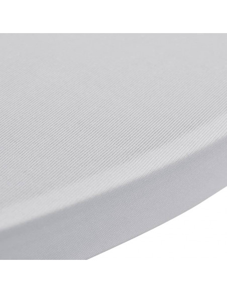 Copritavolo ?70 cm Bianco Tessuto elasticizzato 2 pezzi
