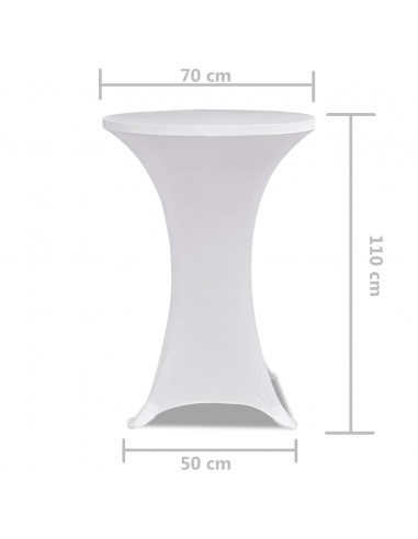 Copritavolo ?70 cm Bianco Tessuto elasticizzato 2 pezzi
