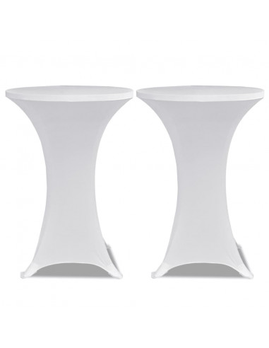 Copritavolo ?80 cm Bianco Tessuto elasticizzato 2 pezzi