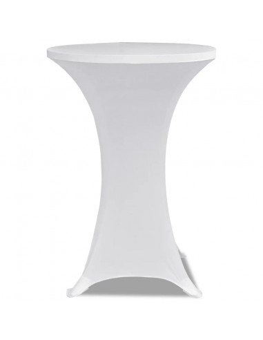 Copritavolo ?80 cm Bianco Tessuto elasticizzato 2 pezzi