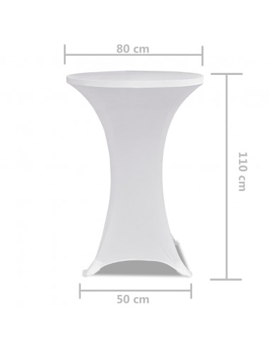Copritavolo ?80 cm Bianco Tessuto elasticizzato 2 pezzi